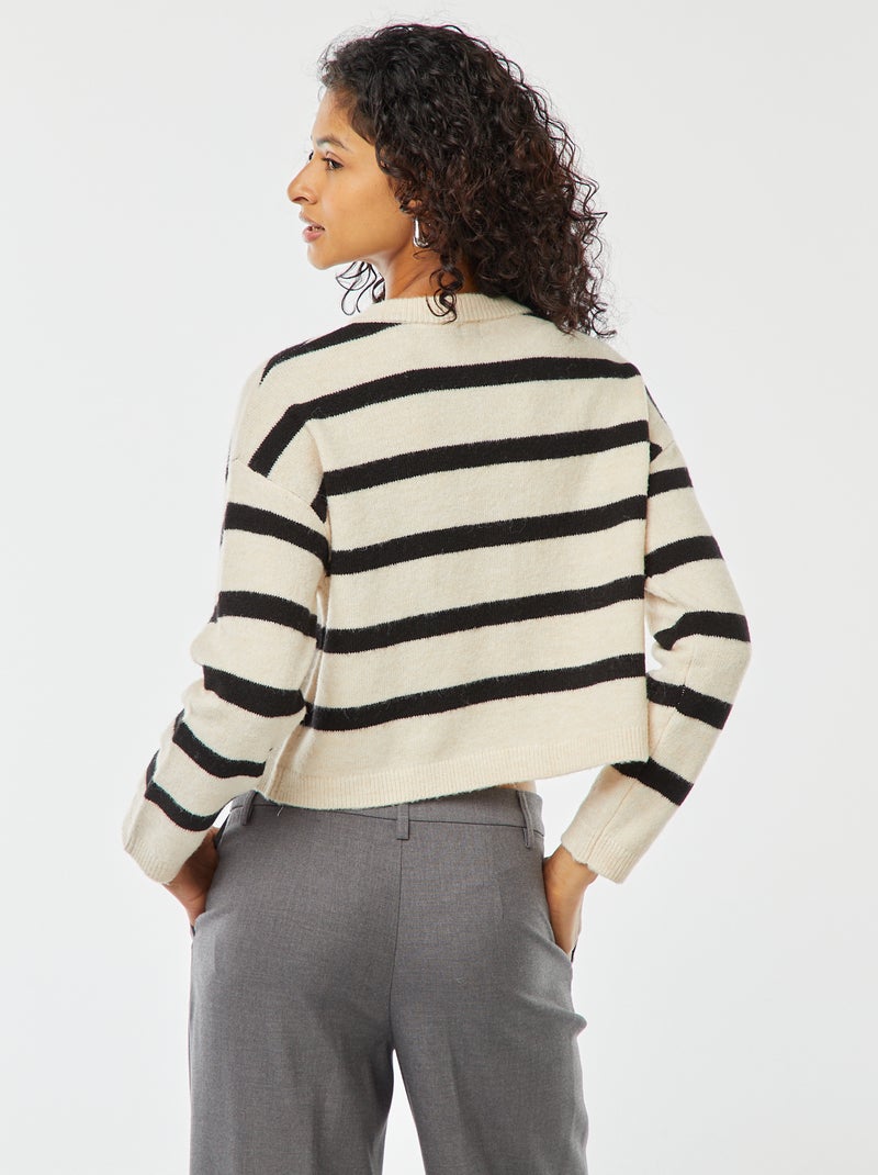 Gilet cropped en maille Blanc rayé - Kiabi