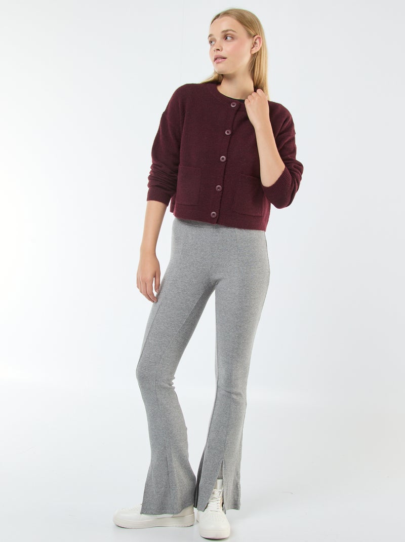 Gilet cropped en maille Bordeaux - Kiabi