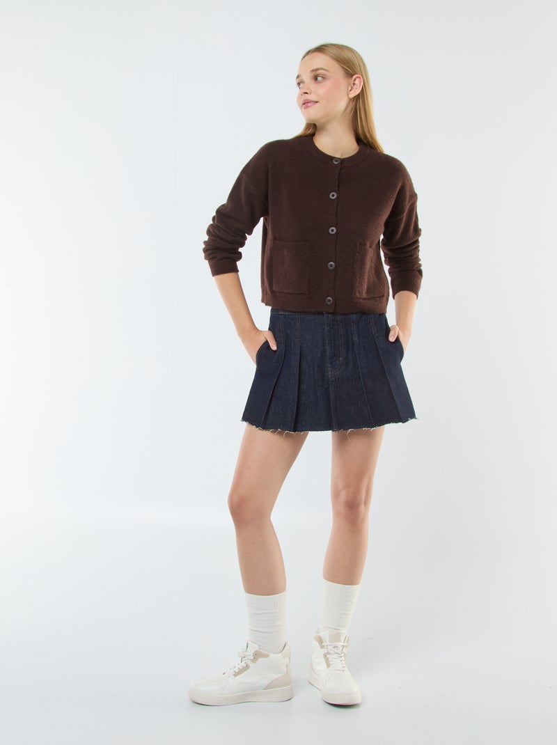 Gilet cropped en maille Marron - Kiabi