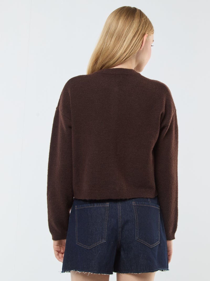 Gilet cropped en maille Marron - Kiabi