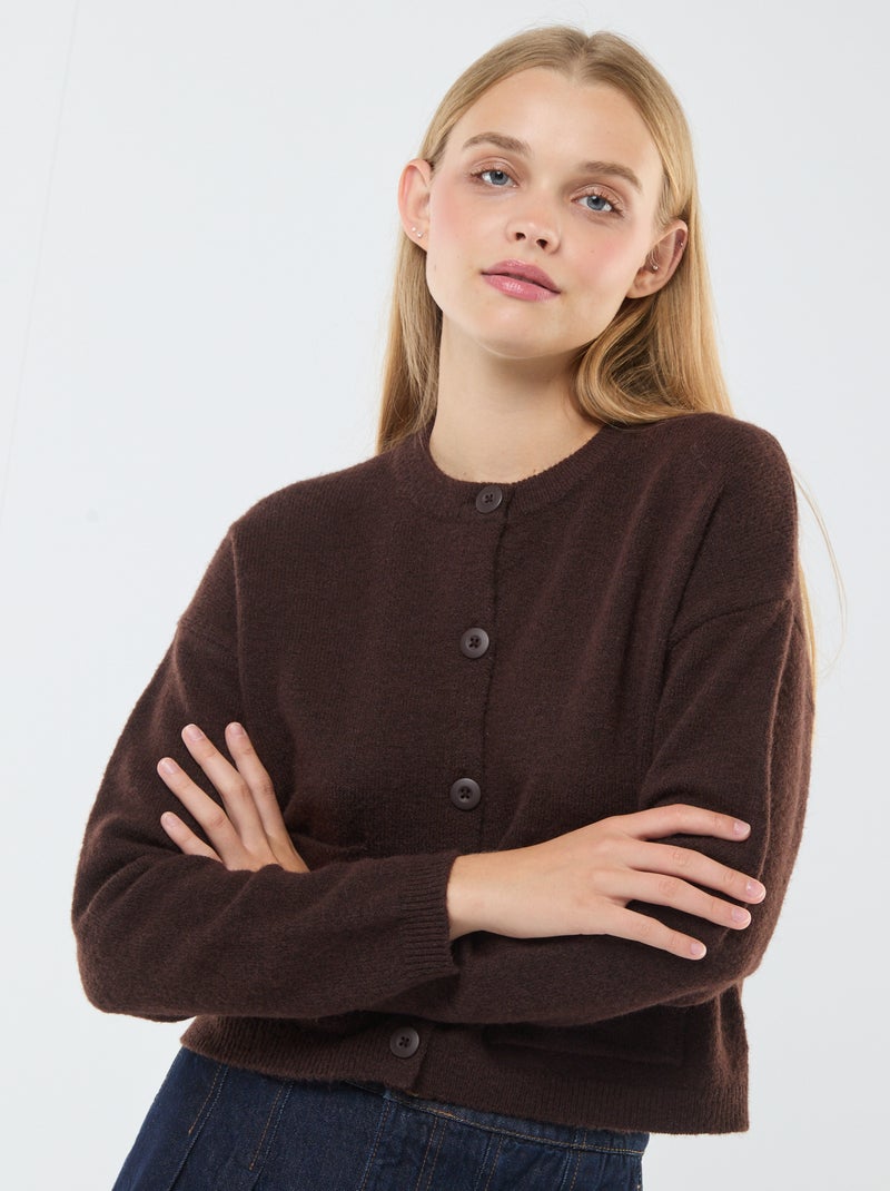 Gilet cropped en maille Marron - Kiabi