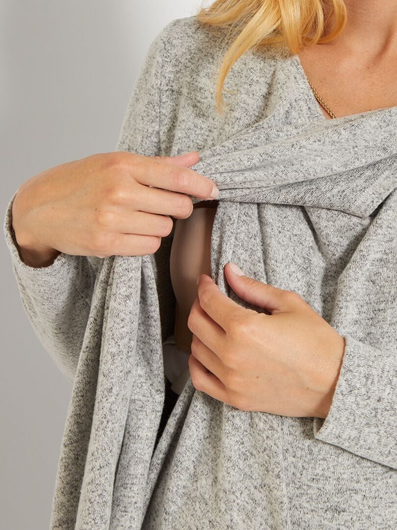 Gilet d'allaitement en maille doudou Gris clair - Kiabi