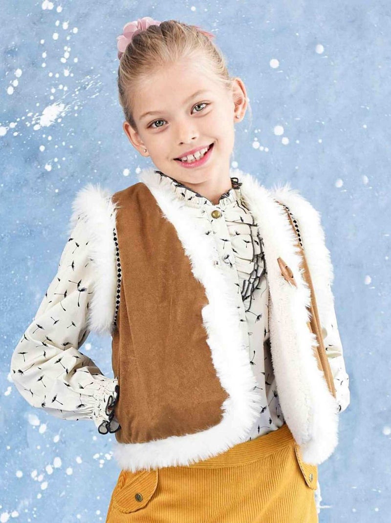 Gilet de berger   imitation daim fourrure  BERGERE - 'LA FAUTE A VOLTAIRE' Marron - Kiabi