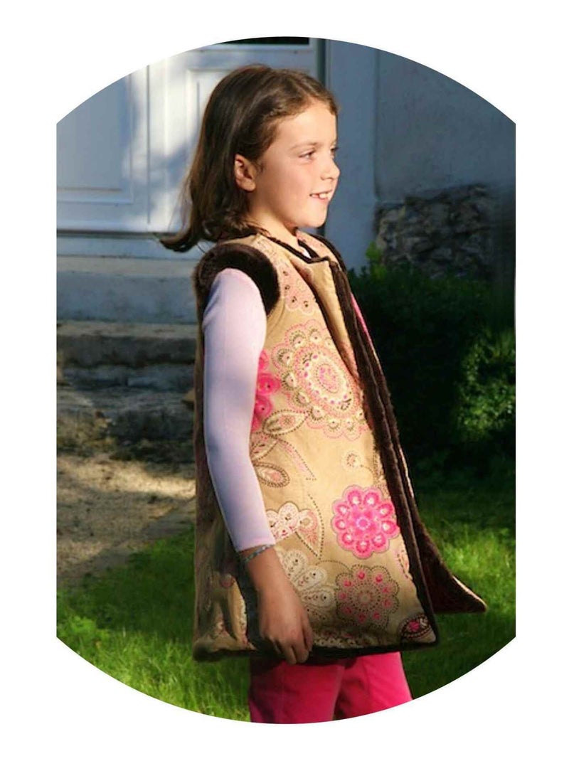Gilet de Berger Long   Fausse Fourrure  Réversible Velours  CAPUCINE - La Faute à Voltaire Marron - Kiabi