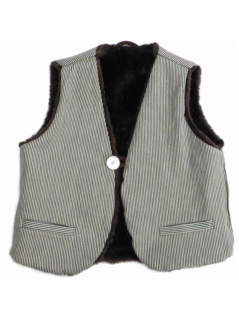 Gilet de Berger   Réversible  Fausse Fourrure   BERGER - La Faute à Voltaire Marron chocolat - Kiabi