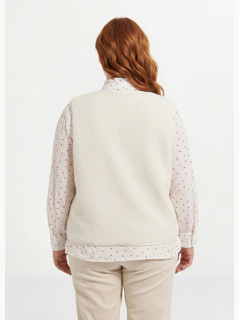 Gilet de berger sans manches, sherpa uni - afibel Blanc - Kiabi