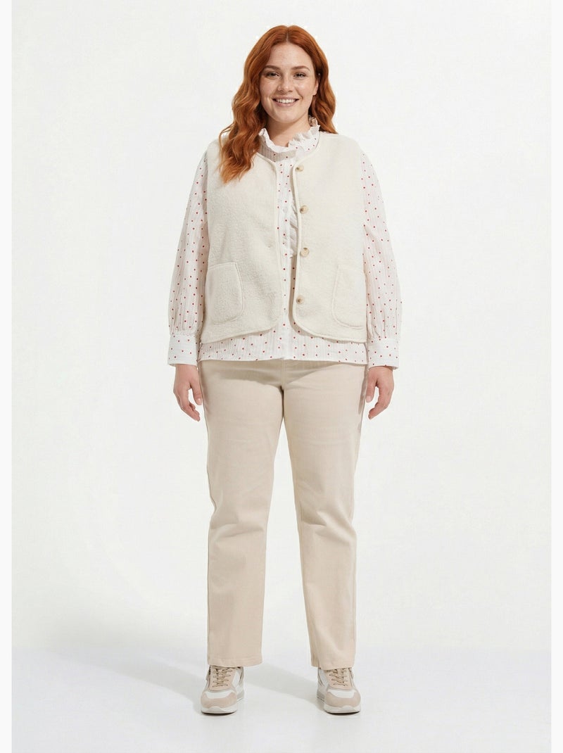 Gilet de berger sans manches, sherpa uni - afibel Blanc - Kiabi
