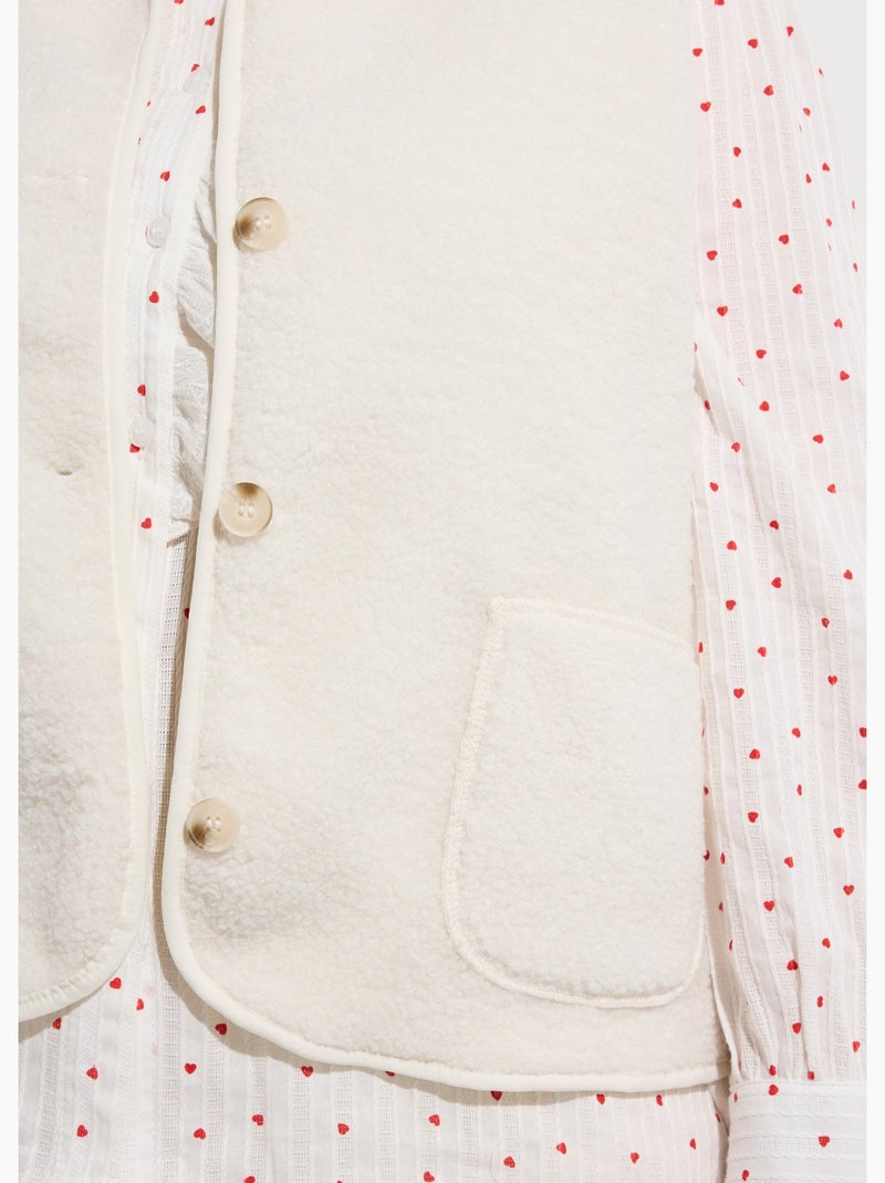 Gilet de berger sans manches, sherpa uni - afibel Blanc - Kiabi