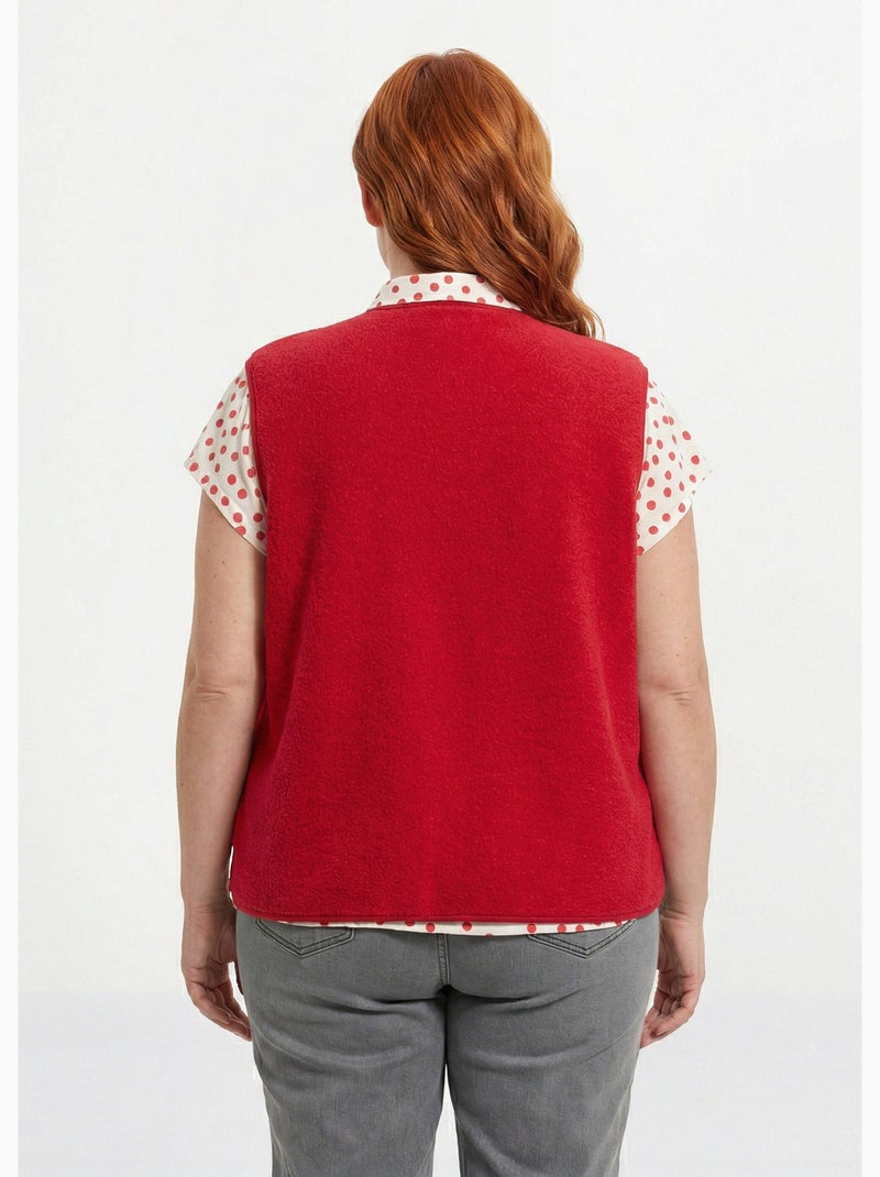 Gilet de berger sans manches, sherpa uni - afibel Rouge - Kiabi