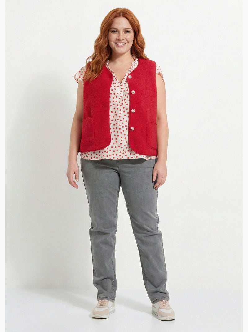 Gilet de berger sans manches, sherpa uni - afibel Rouge - Kiabi