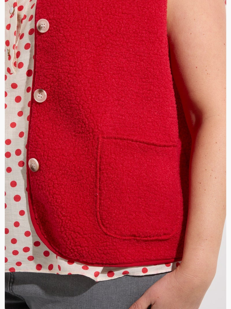 Gilet de berger sans manches, sherpa uni - afibel Rouge - Kiabi