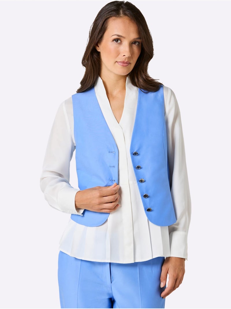 Gilet De Costume 20% Soie - Taille Standard - helline Bleu ciel - Kiabi