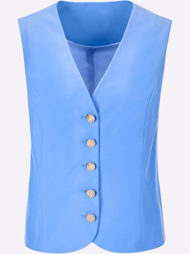 Gilet De Costume 20% Soie - Taille Standard - helline Bleu ciel - Kiabi