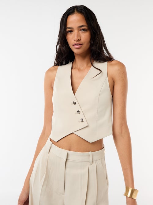 Gilet de costume avec ouverture boutonnée asymétrique - Kiabi