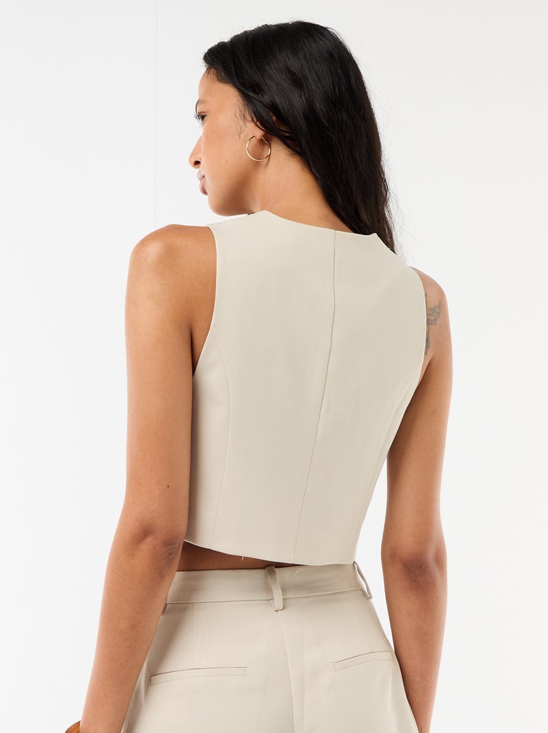 Gilet de costume avec ouverture boutonnée asymétrique Gris - Kiabi