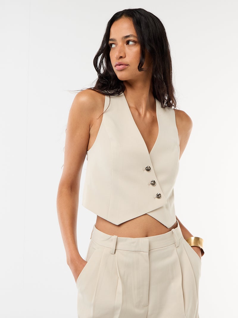 Gilet de costume avec ouverture boutonnée asymétrique Gris - Kiabi