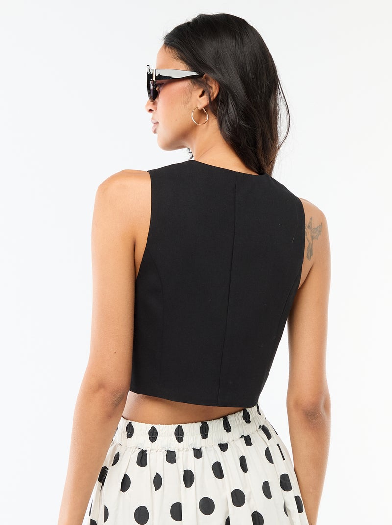 Gilet de costume avec ouverture boutonnée asymétrique Noir - Kiabi