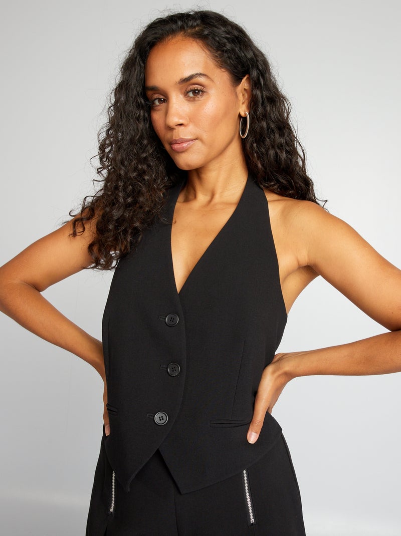 Gilet de costume boutonnée noir - Kiabi
