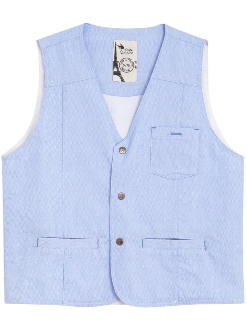 Gilet de Costume Été     ST GERMAIN - La Faute à Voltaire Blanc Bleu - Kiabi