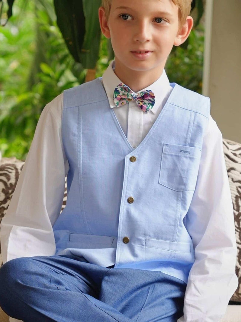 Gilet de Costume Garçon   Clair  ST GERMAIN - La Faute à Voltaire Bleu clair - Kiabi