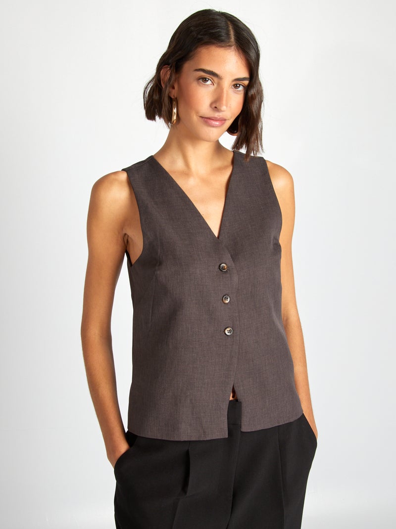 Gilet de costume Gris - Kiabi