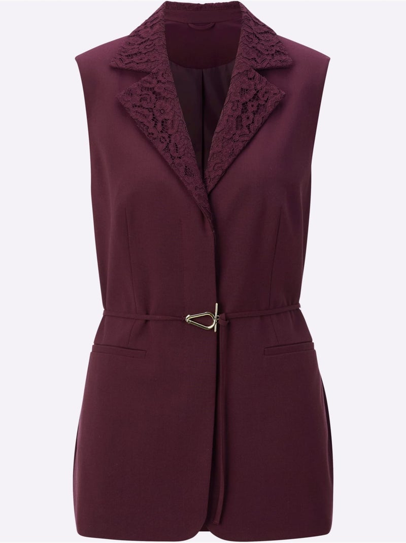 Gilet De Costume Polyester Recyclé - Taille Standard - Helline Noir Bordeaux - Kiabi