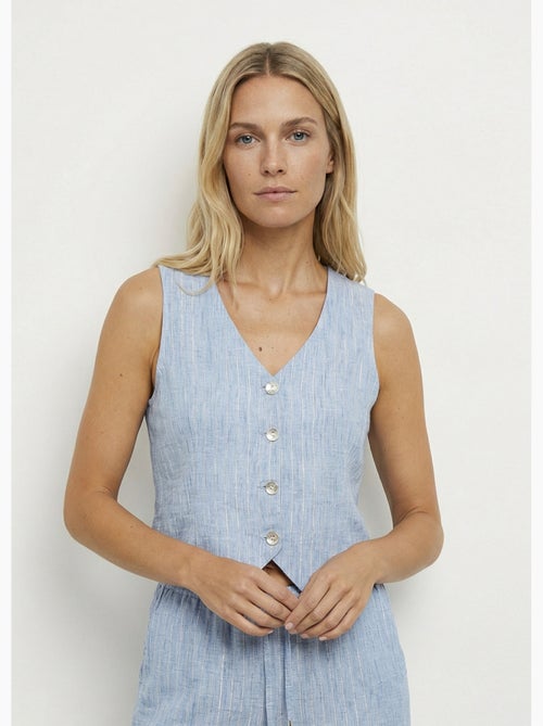 Gilet de costume rayé aspect irrégulier - Afibel - Kiabi