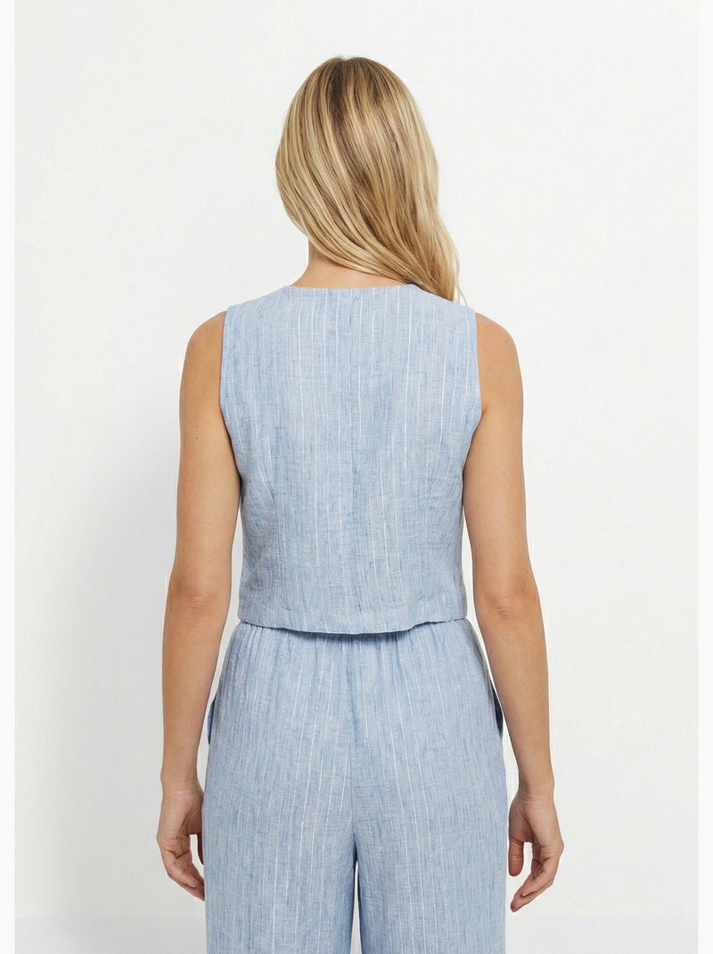 Gilet de costume rayé aspect irrégulier - Afibel Bleu - Kiabi