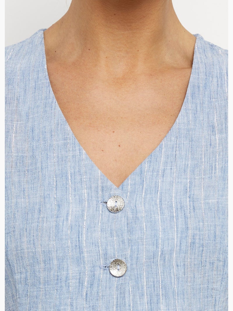 Gilet de costume rayé aspect irrégulier - Afibel Bleu - Kiabi