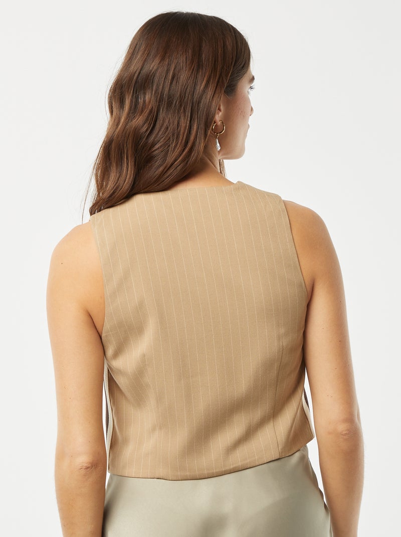 Gilet de costume rayé BEIGE - Kiabi