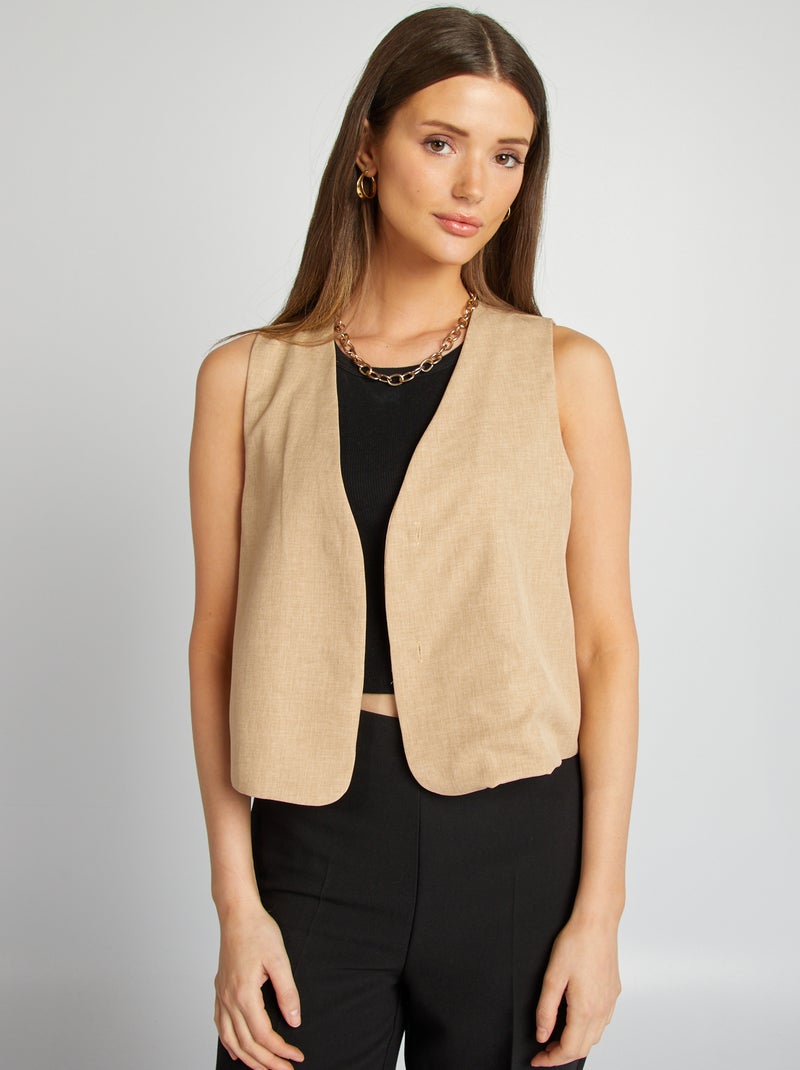 Gilet de costume sans manches Beige - Kiabi