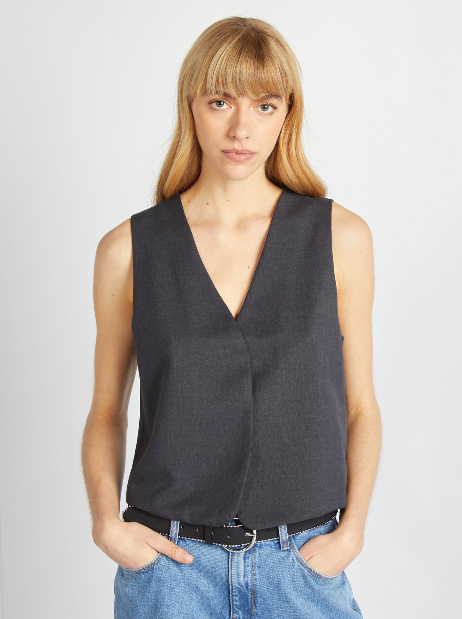 Gilet Sans Manches Nina Kalio En Poils De Lapin - Taille L (40/42), Occasion Très Bon état