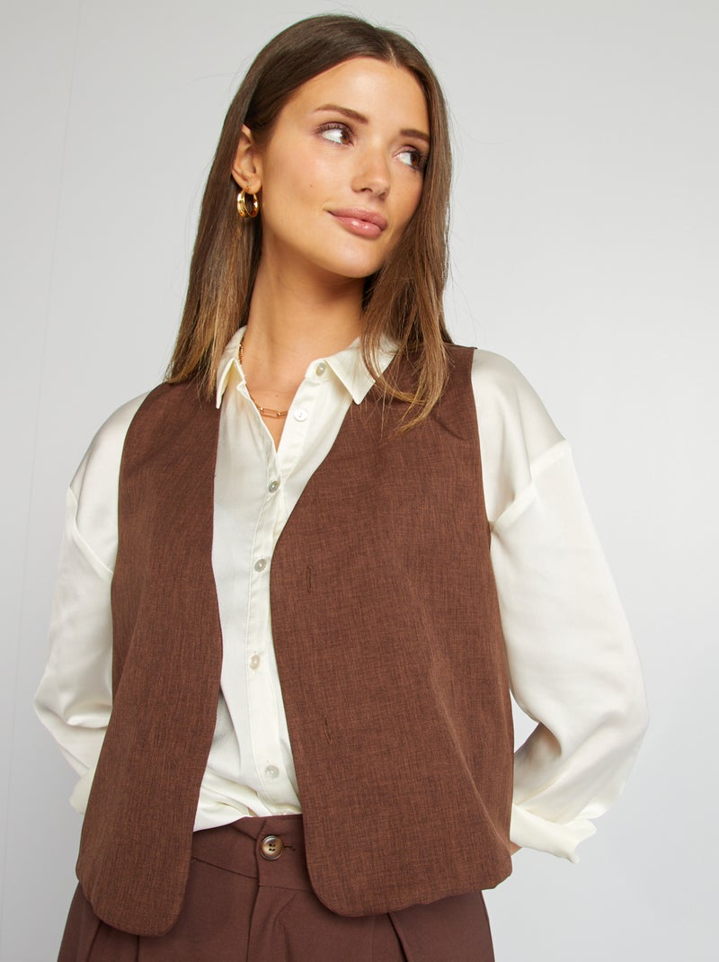 Gilet de costume sans manches Marron - Kiabi