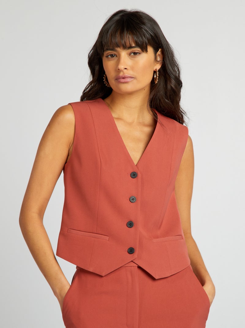 Gilet de costume style garçon de café Brique - Kiabi