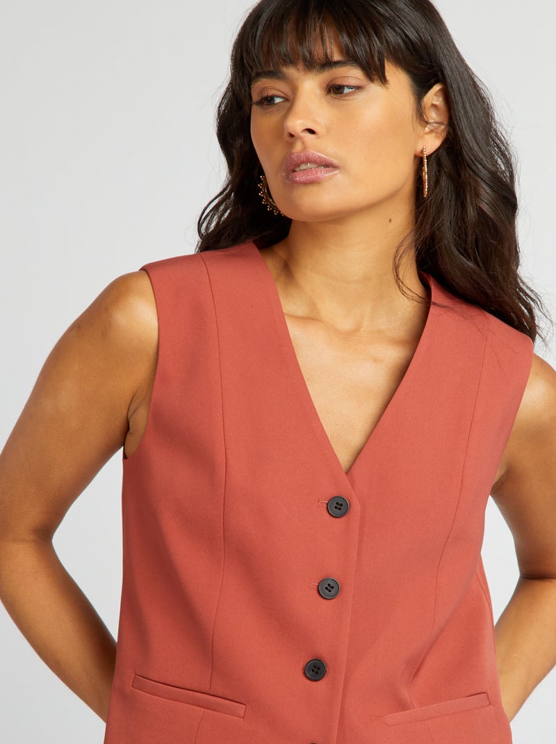 Gilet de costume style garçon de café Brique - Kiabi