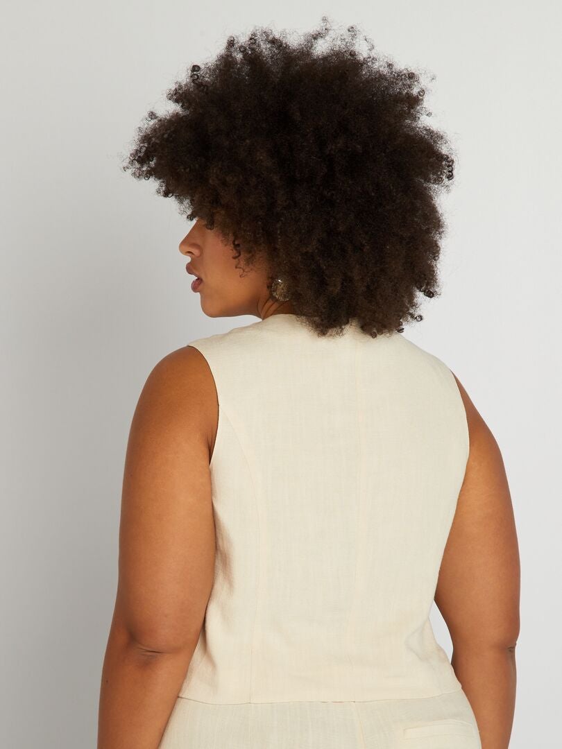 Gilet Somewhere En Cuir Et Lin – Beige Intense Taille M – Neuve Avec Étiquettes