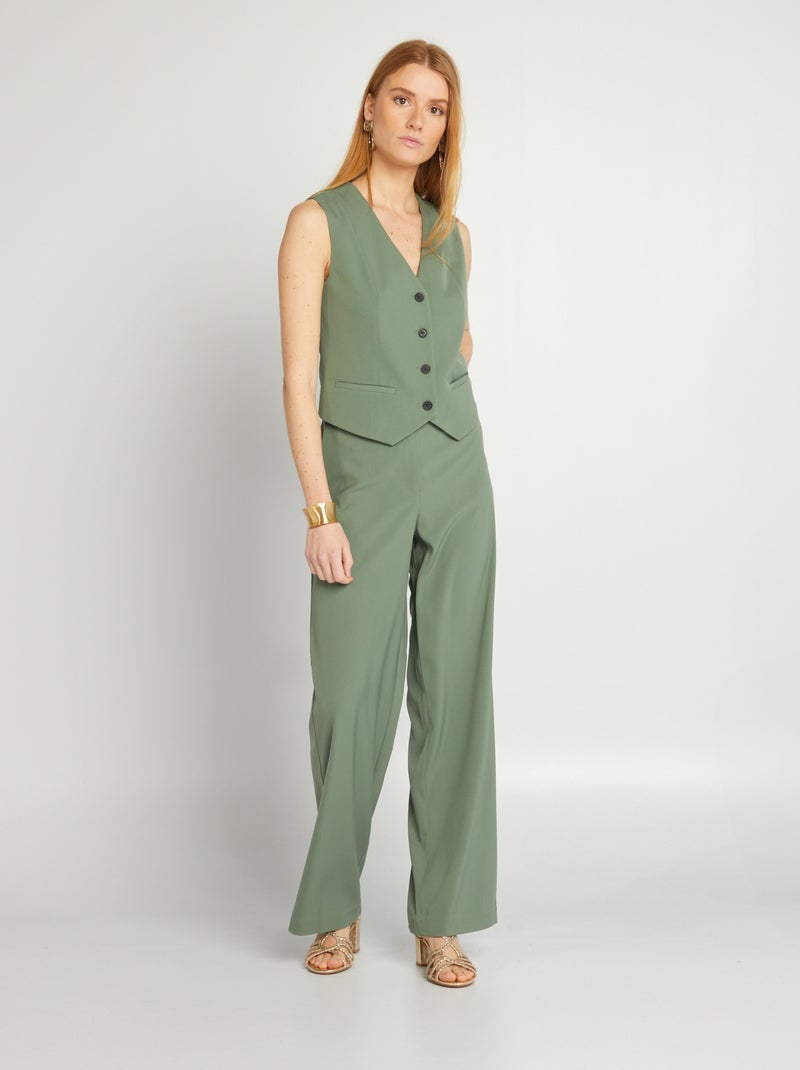 Gilet de costume style garçon de café Vert - Kiabi