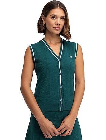 Gilet de golf maille col en v femme golf femme zaharias teal