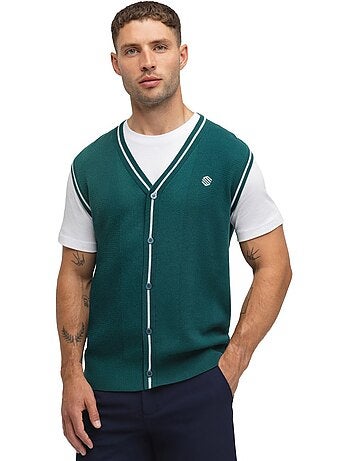 Gilet de golf maille col en v homme golf homme carnoustie teal