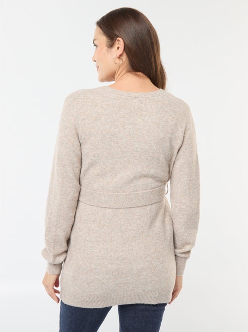 Gilet de maternité long et ceinturé - Kiabi