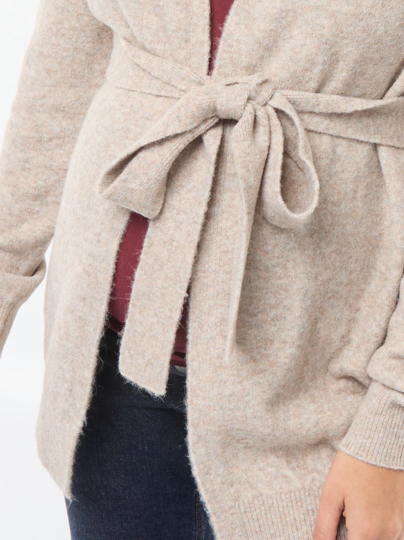 Gilet de maternité long et ceinturé Beige - Kiabi