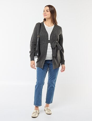 Gilet de maternité long et ceinturé