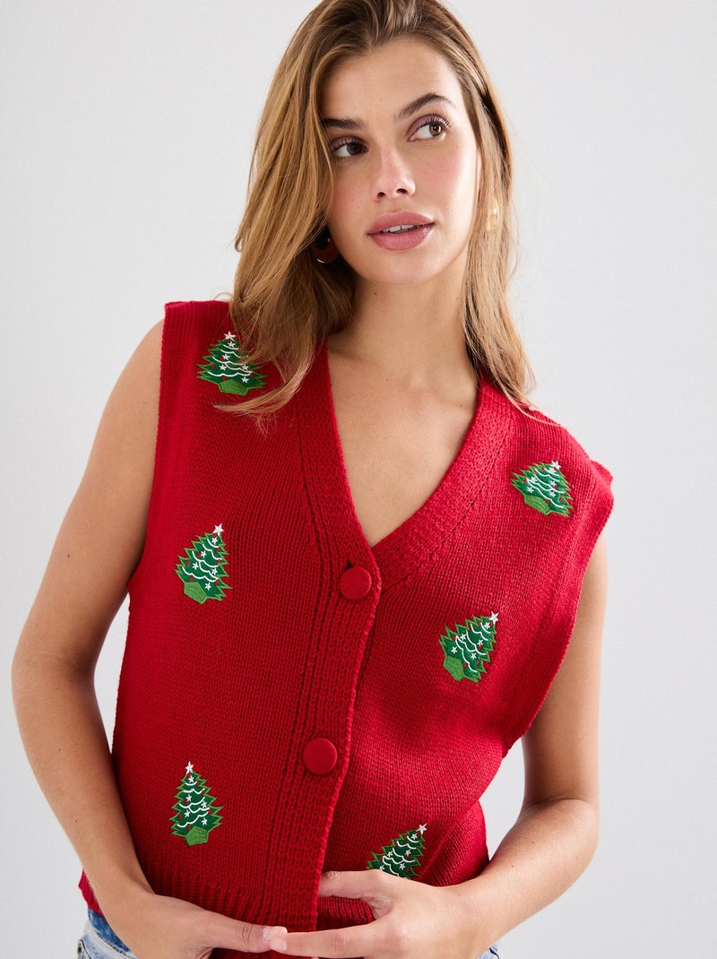 Gilet de Noël en tricot, MO Fashion Rouge - Kiabi