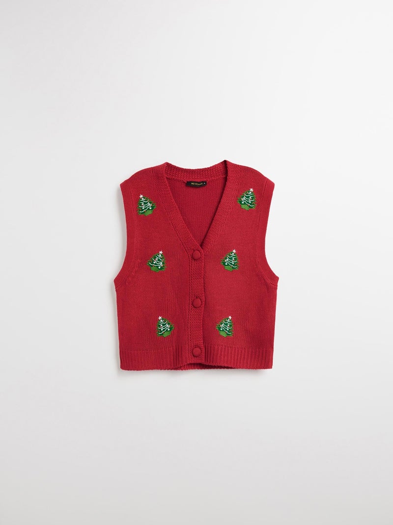 Gilet de Noël en tricot, MO Fashion Rouge - Kiabi