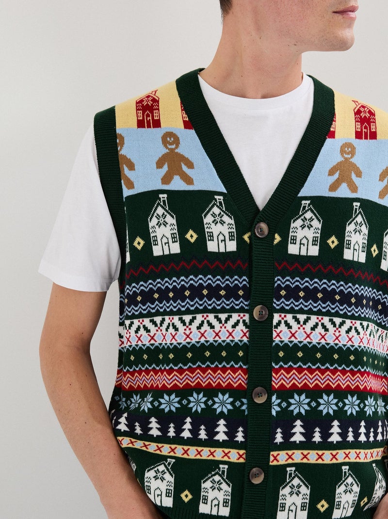 Gilet de Noël en tricot, MO Fashion Vert - Kiabi
