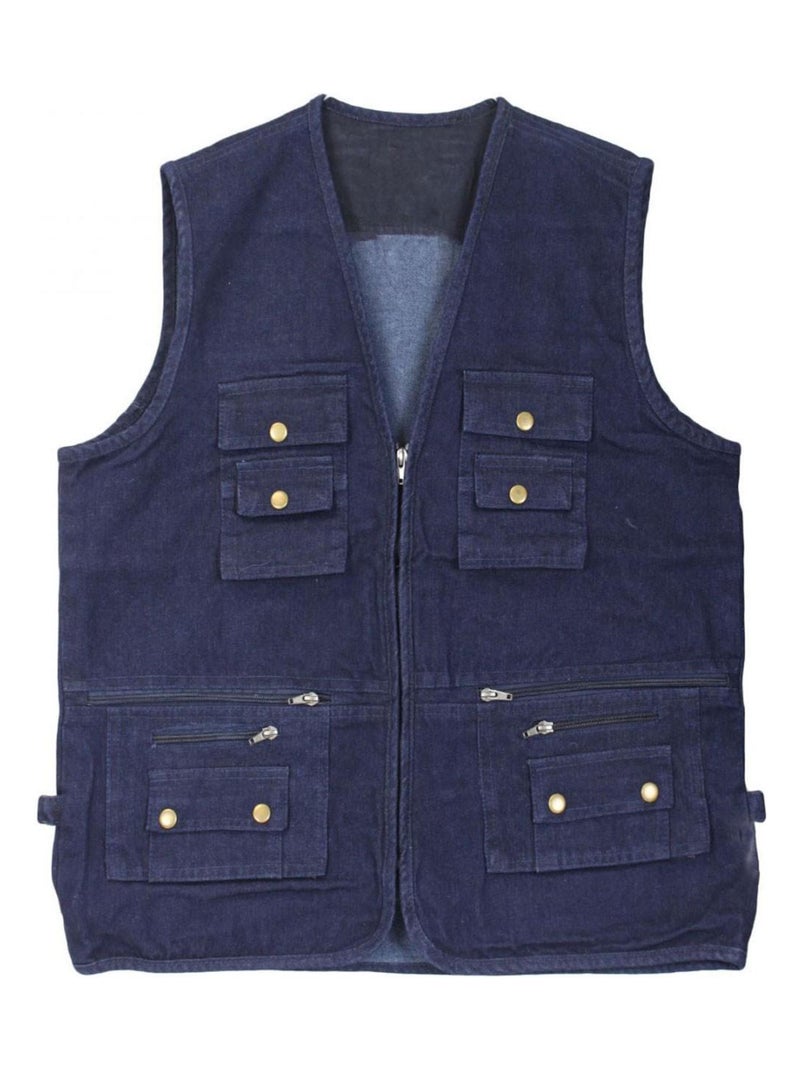 Gilet de pêche en jeans Kebello Bleu - Kiabi