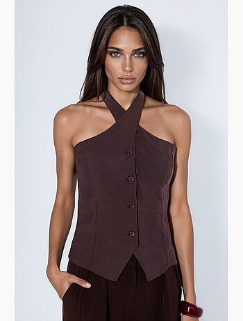 Gilet de tailleur en modal mélangé col halter à nouer ajusté hiccup