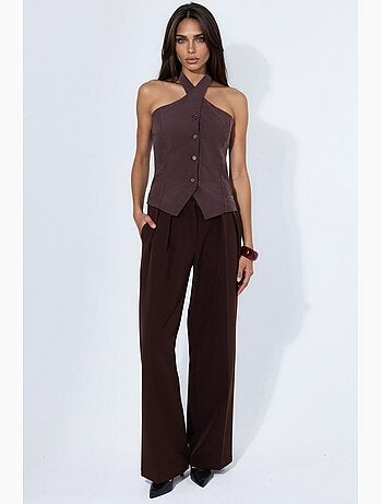 Gilet de tailleur en modal mélangé col halter à nouer ajusté hiccup