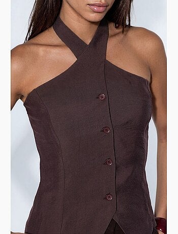 Gilet de tailleur en modal mélangé col halter à nouer ajusté hiccup