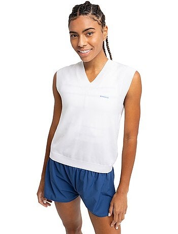 Gilet de tennis en maille col en v femme tennis femme smash